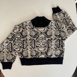 Black and White Animal Print Women's Sweater